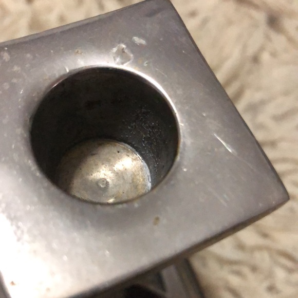 (2) Metal Candle Holders-Silver Toned-Square Base-Tapers-Vintage - Picture 14 of 17